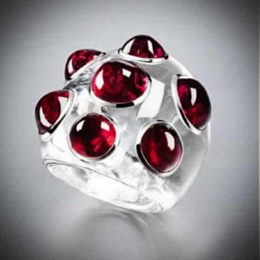 White Sapphire and Red Spinel Ring by Suzanne Belperron.