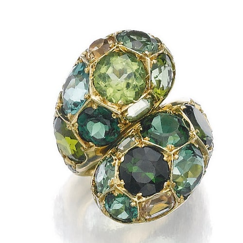 Belperron Tourmaline and Topaz Ring, c.1970. With Maker's Mark for Darde et Cie.
