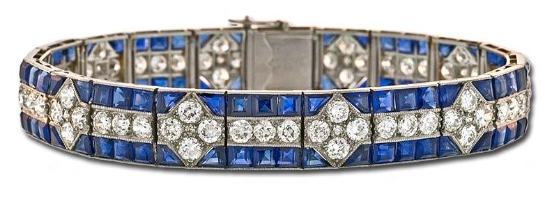 Art Deco Diamond and Sapphire Bracelet, Boucheron, Paris circa 1920's.