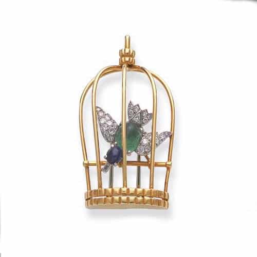 Cartier Protested the German Occupation During World War II by Creating Small Pins Depicting Caged Birds. c.1942.