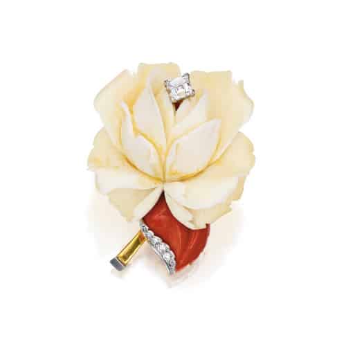 Cartier Ivory Flower Brooch, c.1950. Photo Courtesy of Sotheby's