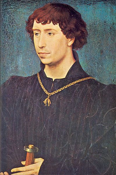 The Duke of Burgundy, Charles the Bold (1433-1477). Painting by Rogier van der Weyden in about 1460. Charles is Wearing the Order of the Golden Fleece.