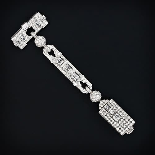 Charlton & Co. Diamond and Platinum Lapel Watch c. 1930's.