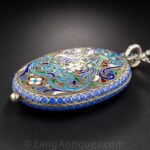 Russian Locket with Polychromatic Cloisonne Enamel Over Silver.