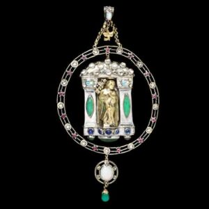 Pendant by John Paul Cooper in a Figural Arts & Crafts Style, c.1906.