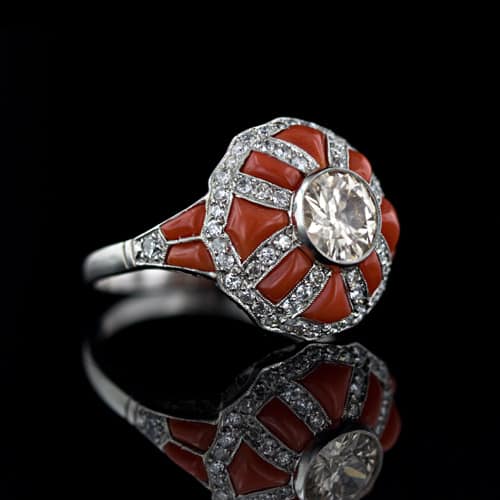 Art Deco Coral Ring