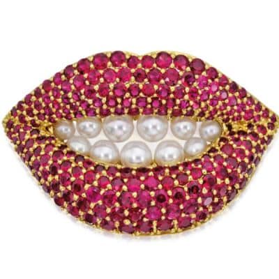 Ruby and Pearl Lip Brooch, Henry Kaston for Dali.  Photo Courtesy of Sotheby's.