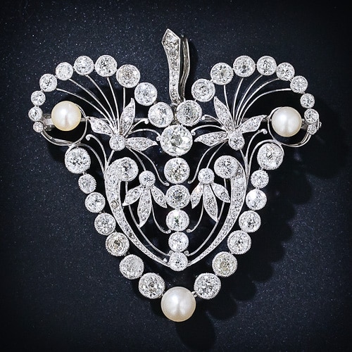 Edwardian Diamond and Pearl Pendant-Brooch.