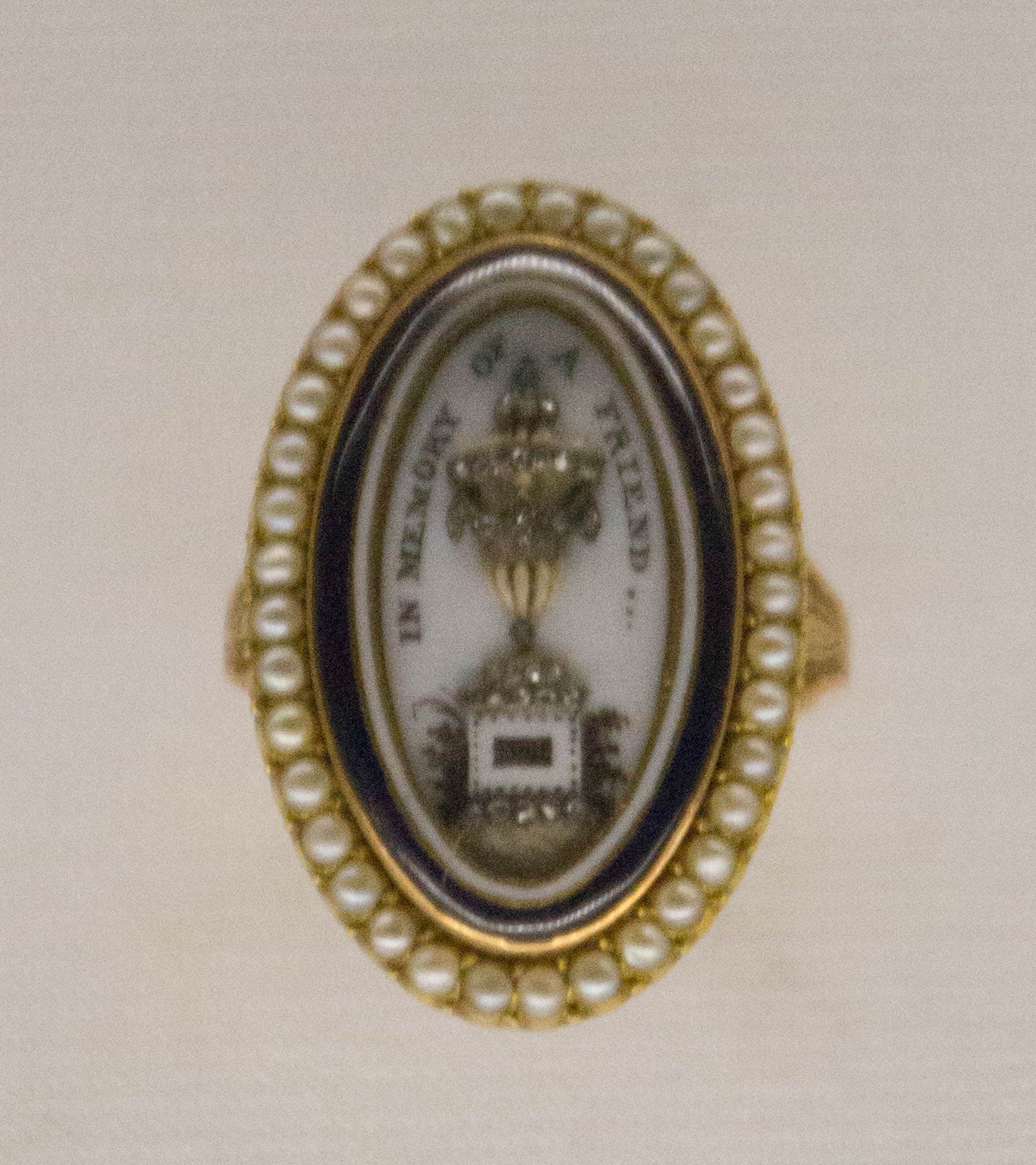 English Mourning Ring. This item is displayed in the Schmuckmuseum in Pforzheim, Germany.
