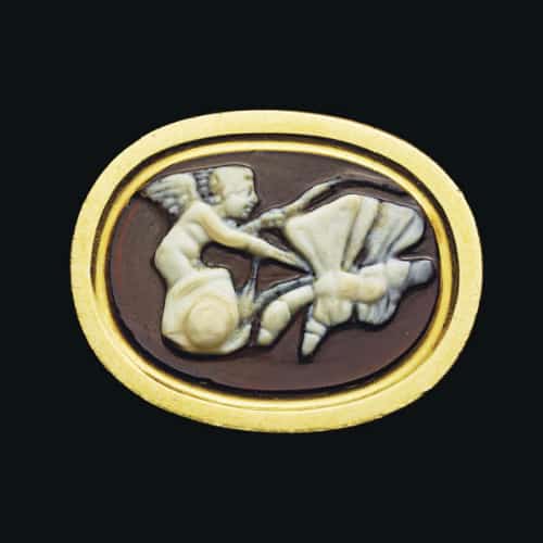 Eros with Chariot and Butterflies, Roman Sardonyx Cameo. Photo Courtesy of Christie's.