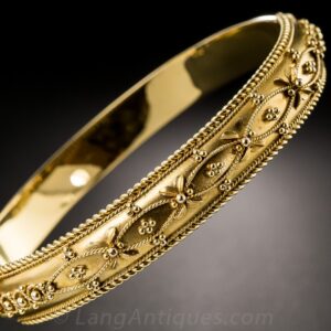 Etruscan Revival Granulation and Twisted Wire Work Bracelet.