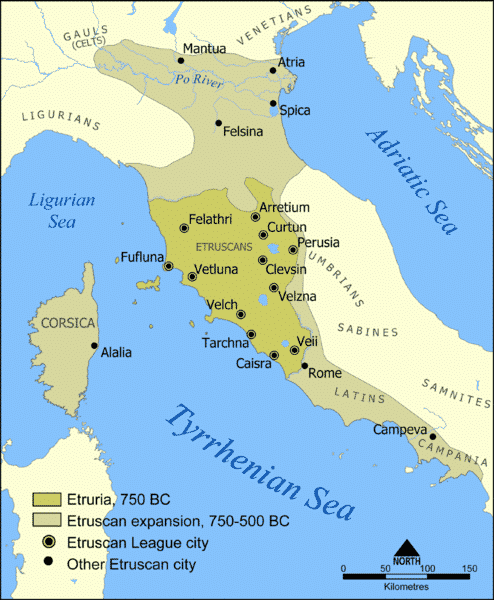 The Spread of Etruscan Style and Civilisation.
