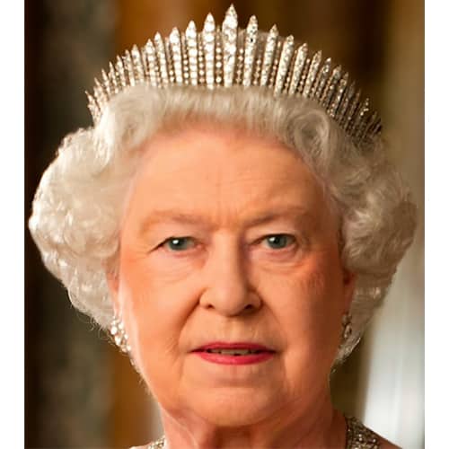 Queen Elizabeth II Wearing the 1919 Fringe Tiara.