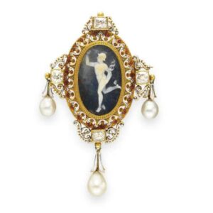 Cameo Framed in the Renaissance Revival Style with Enamel and Pearls by Froment-Meurice c.1870. Photo Courtesy of Christie's.