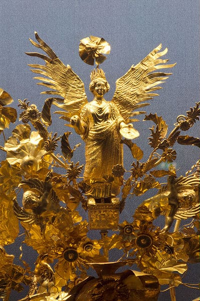 Detail of the Crown - Golden Decorated Crown, Funerary or Marriage Material, 370–360 BC. From a Grave in Armento (Campania)