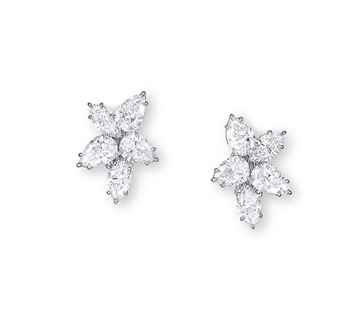 Harry Winston Diamond Cluster Earrings. Image courtesy of Christie's