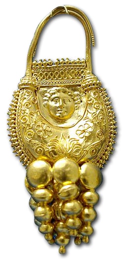 Earring with Pendant in the Shape of an Amphora. Gold, 2nd–1st Centuries BC