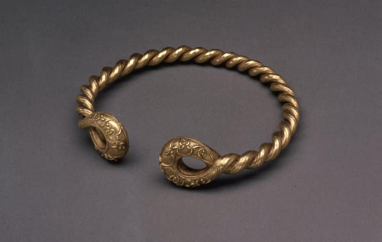 Gold Alloy Torc with Loop Terminals and Twist Design c.75 BC.