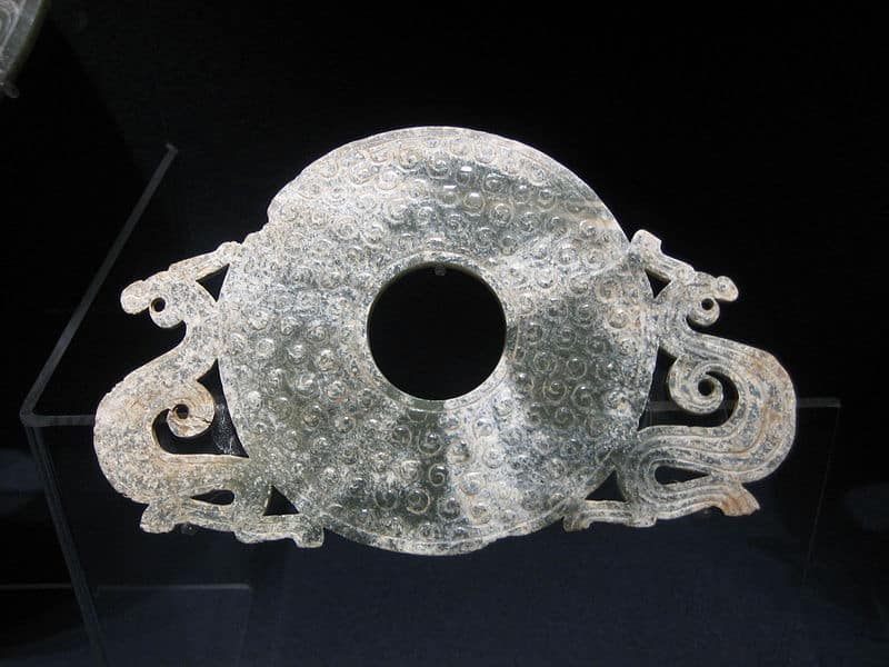 A Jade Bi with Two Dragons, Eastern Zhou Dynasty.