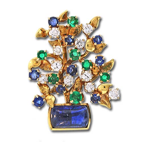 Multi-Gem Floral Brooch, Julius Cohen.