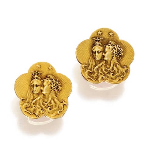 Cufflinks Featuring Two Females in Repoussé. c.1900. Photo Courtesy of Sotheby's.