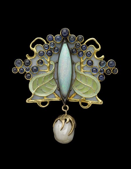 René Lalique Pendant with Plique-á-Jour Enamel.