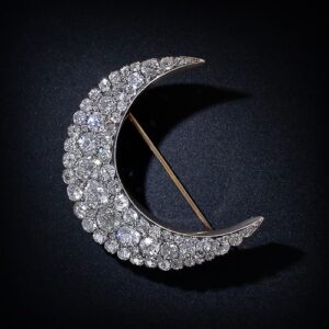 Victorian Diamond Crescent Brooch. Circa 1895.