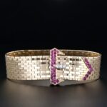 Ruby and Diamond Ludo Bracelet with Coordinating Buckle and Mordant.