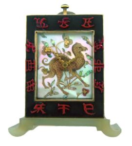 Art Deco Marchak Desk Clock with Mother-of-Pearl and Camel Motif. Photo Courtesy of Frances Klein Classic Jewels.