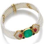 Marina B Emerald, Ruby, Cultured Pearl and Diamond "Pauline " Choker. Photo Courtesy of Sotheby's.