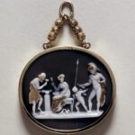 Hardstone Cameo Depicting "Vulcan's Forge" with Mars, Venus, Cupid and Vulcan. c.1830.