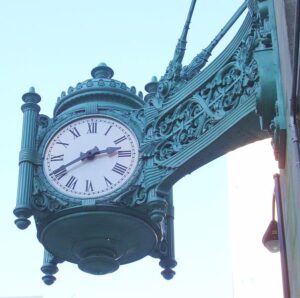 The Clock at Marshall Field and Company, Chicago (Taken at the Corner of Randolph and State Street). Photographer: David K. Staub