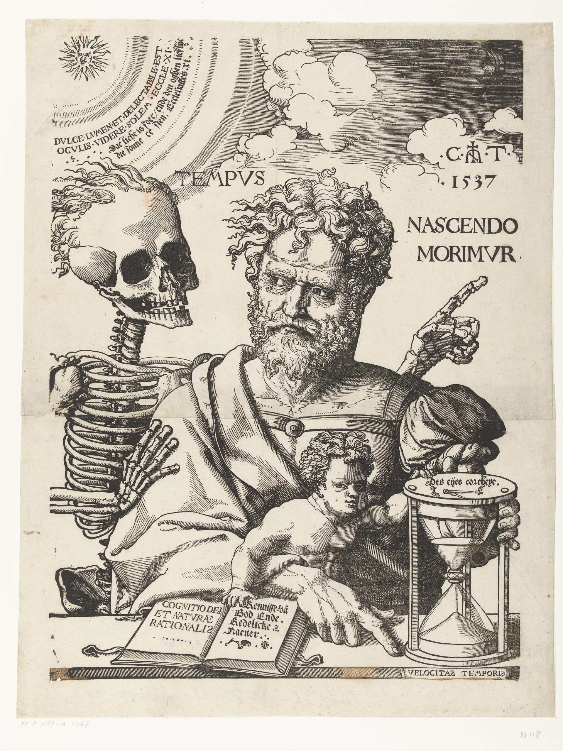 Drawing: Cornelis Anthonisz, 1537. Nascendo Morimur "As We are Born, We Die."