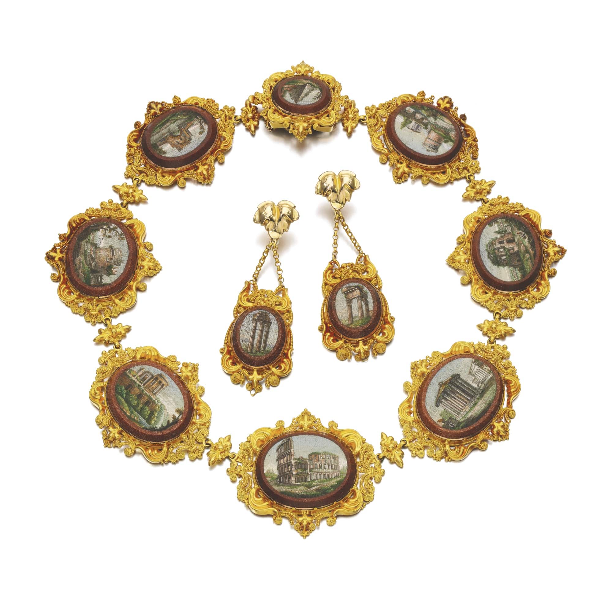 Micromosaic and Gold Demi-Parure, c.1820s. Photo Courtesy of Sotheby’s.