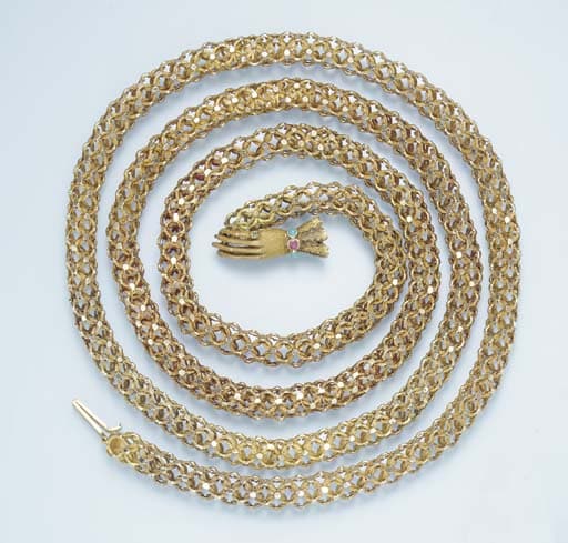 Antique Yellow Gold Fancy Link Muff Chain. Photo Courtesy of Christie's.