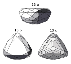 A Side View 13a, Top View 13b, and Bottom View 13c of the Nassak Diamond as of 1904