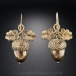 Victorian Gold Acorn Motif Earrings.