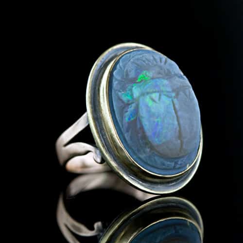 Carved Opal Scarab Ring.
