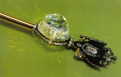 The Orlov Diamond in the Russian Imperial Sceptre Image Courtesy of Elkan Weinberg.