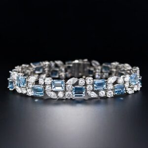 Oscar Heyman Bros. Aquamarine and Diamond Bracelet.