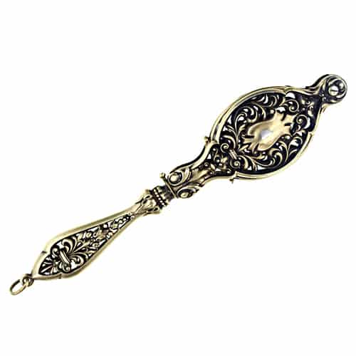 A Double Sided Silver Lorgnette with Extravagant Open Pierced Work and Plentiful French Style Scrolling. The Silver is Imbued with Natural Black Oxidation Amassed Over Ten Decades of Gentle Aging. 
