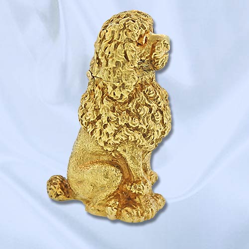 Tiffany & Co. Schlumberger Poodle Lighter. 18k Yellow Gold with Ruby Eyes. 