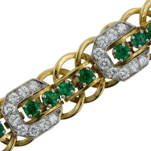 Raymond Yard Emerald, Diamond and Yellow Gold Bracelet. Photo Courtesy of Francis Klein Classic Jewels.