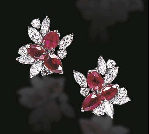 Raymond Yard Diamond and Ruby Ear Clips.