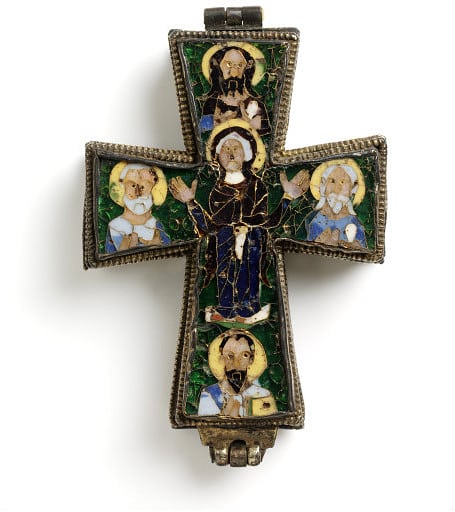 Beresford Hope Reliquary Cross Pendant In Gold, Silver Gilt and Enamel c.800-900.