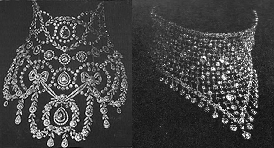 A Pair of Diamond and Platinum Résille Collars by Cartier.