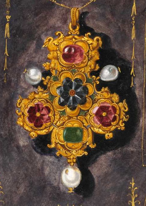 Oil on Canvas by Hans Mielich Depicting One of the Jewels in the Possession of Duchess Anna von Bayern.