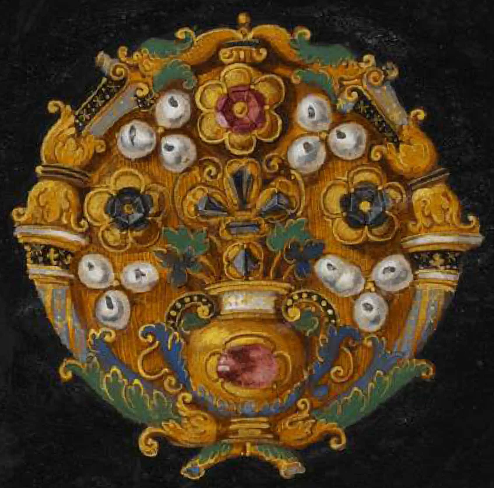 A Rosette Set Jewel. Oil on Canvas by Hans Mielich. From das Kleinodienbuch in the Bavarian State Library.