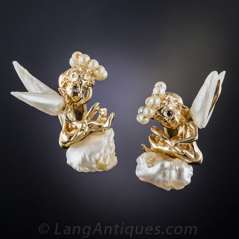 Ruser Freshwater Pearl Angel Earrings.