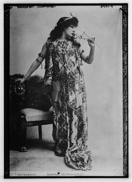 Photograph of Sarah Bernhardt as Cléopatre. Circa 1899.